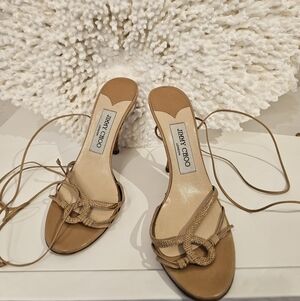 Authentic Jimmy Choo Tan Women's Vintage Sandals Size US 6.5 Made In Italy